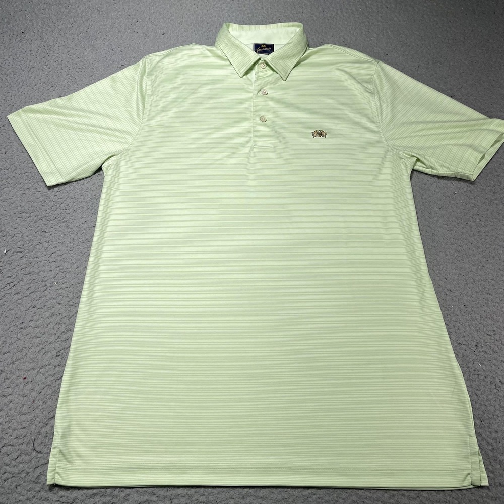 Tourney Polo‎ Shirt Mens Large Green Stripe Lightweight Golf Performance